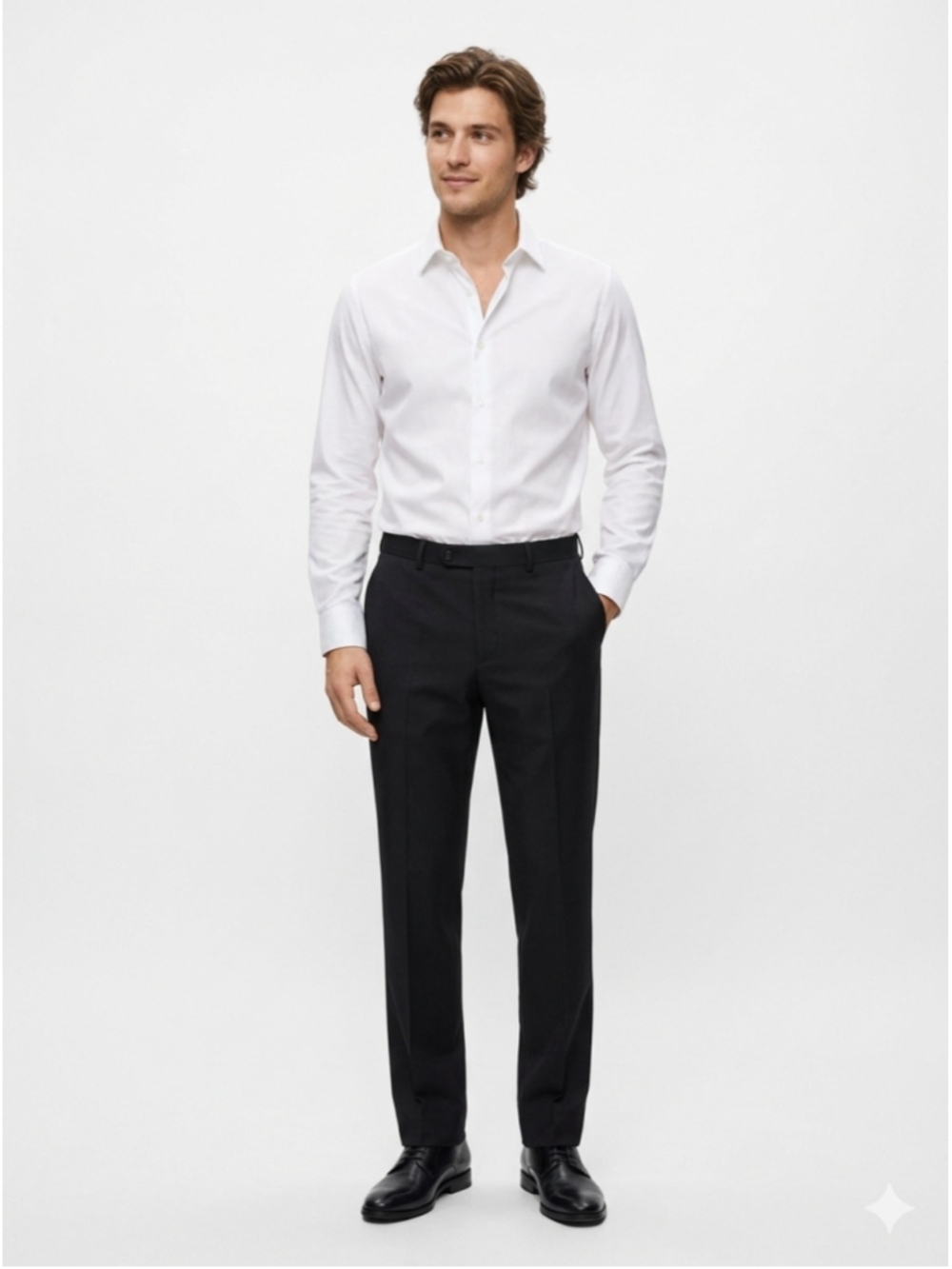 Calvin Klein Men's Black Flat Front Wool Blend Dress Pants Slacks 34x30 - 421